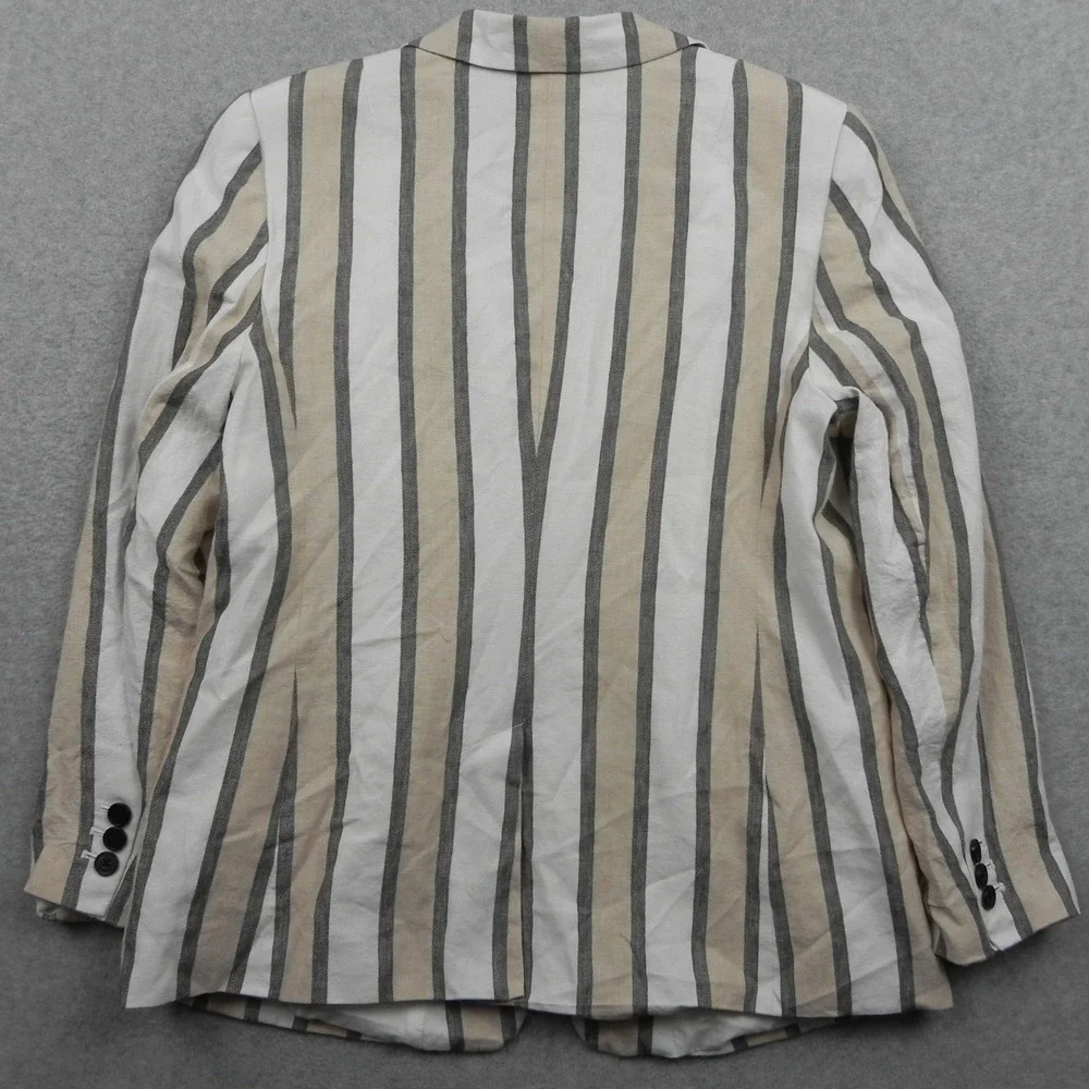 Banana Republic Blazer Womens 12P Petite Long And Lean Linen Blend Suit Jacket